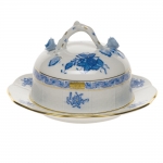Chinese Bouquet Blue Covered Butter Dish 3.5\ Height
6\ Diameter


